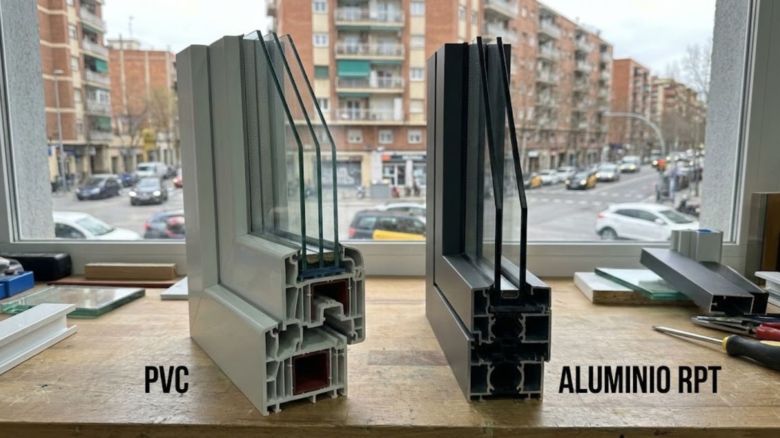 Vivir en zonas tan vibrantes y conectadas como el barrio de Sants en Barcelona o el centro de Cornellà tiene inmensas ventajas, pero también un enemigo común: el decibelio. Entre el paso de los trenes, la cercanía al aeropuerto, las rondas y el tráfico urbano, el silencio se convierte en un lujo. Si estás planteándote una reforma, seguramente te asalte la duda eterna: al comparar ventanas PVC o aluminio, ¿cuál es mejor para blindar mi casa del exterior?
