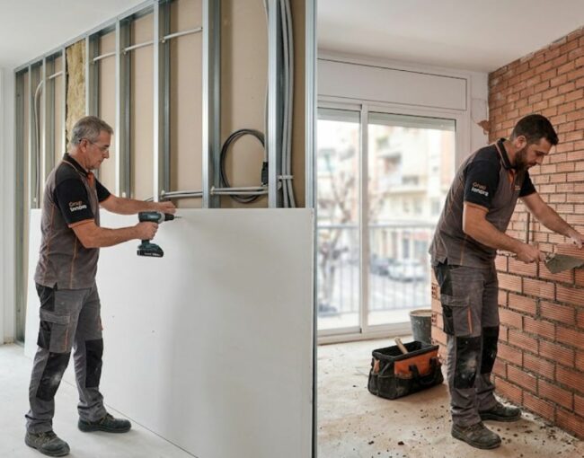 ¿Reformas en El Prat? Descubre si el pladur o ladrillo es mejor para tu casa. Evita obras eternas y sobrecostes con la guía experta de Grup Innova. ¡Entra!