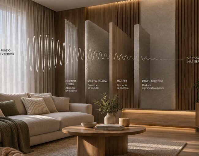 La acústica influye en el bienestar de una vivienda. Descubre cómo materiales, distribución y aislamiento pueden crear espacios más tranquilos y confortables.