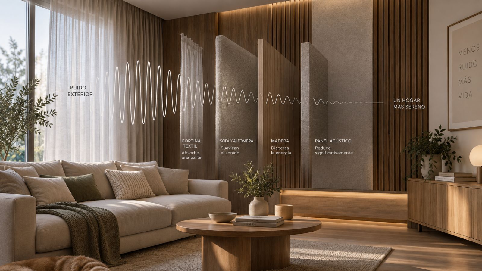 La acústica influye en el bienestar de una vivienda. Descubre cómo materiales, distribución y aislamiento pueden crear espacios más tranquilos y confortables.